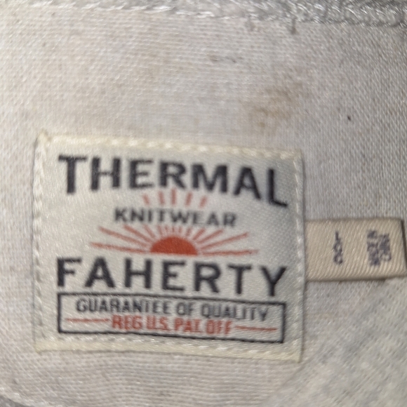 Faherty Light Gray Long Sleeve Thermal Shirt In A Mens Size Large. - Picture 2 of 8